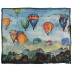 813 - Annalisa Giuntini - Silk Scarf with Hot Air Balloons Fly Over a Wood - Scarves and Foulard - Scarf of High Quality Luxury - Avvenice