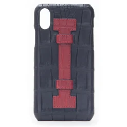 2 ME Style - Case Fingers Croco Black / Red - iPhone XS Max - Crocodile Leather Cover - Avvenice