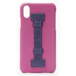 2 ME Style - Case Fingers Leather Fucsia / Croco Purple - iPhone XR - Crocodile Leather Cover - Avvenice