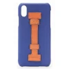 2 ME Style - Case Fingers Leather Blue / Croco Orange - iPhone X / XS - Crocodile Leather Cover - Avvenice