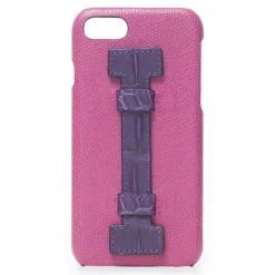 2 ME Style - Case Fingers Leather Fucsia / Croco Purple - iPhone 8 / 7 - Crocodile Leather Cover - Avvenice