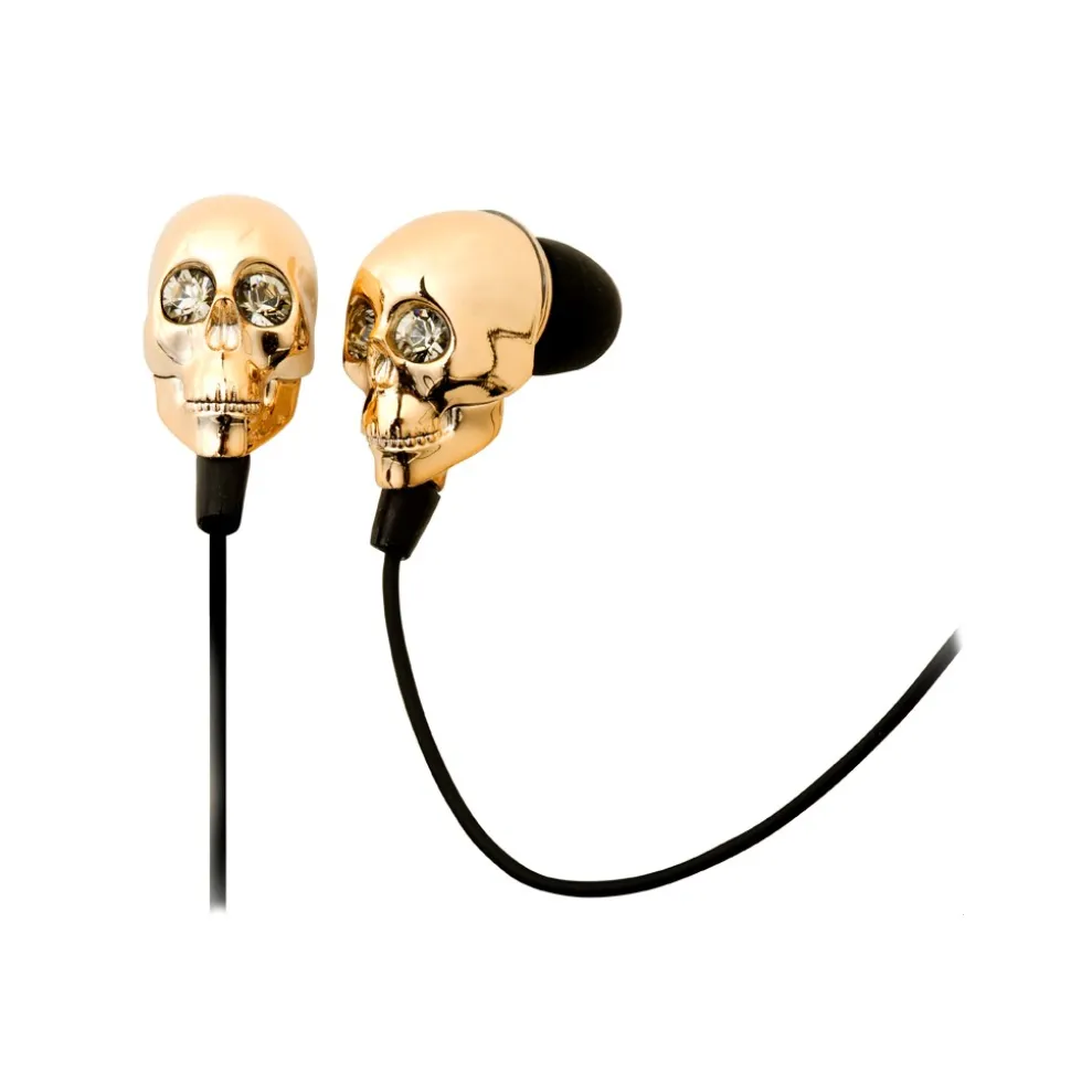 2 ME Style - Earphones In-Ear Gold Skull & Swarovski Crystals - Avvenice