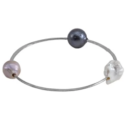 Ab Ove - Bracelet in Silver with Three River Baroque Pearls - Venus Collection - Handcrafted Bracelet - High Quality Luxury - Avvenice