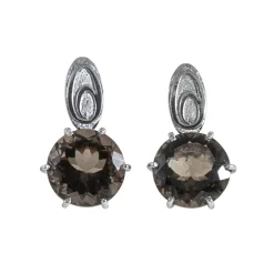Ab Ove - Earrings in Silver with Fumè Quartz Stone ct 20 - Iris Collection - Handcrafted Earrings - High Quality Luxury - Avvenice