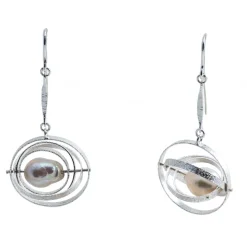 Ab Ove - Earrings in Silver with River Baroque Pearls - Kinetic Collection - Handcrafted Earrings - High Quality Luxury - Avvenice