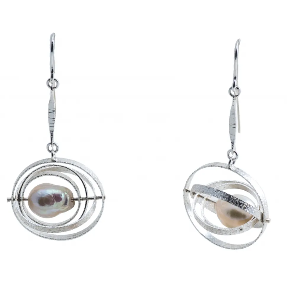 Ab Ove - Earrings in Silver with River Baroque Pearls - Kinetic Collection - Handcrafted Earrings - High Quality Luxury - Avvenice