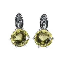 Ab Ove - Earrings in Silver with Lemon Quartz Stone ct 20 - Iris Collection - Handcrafted Earrings - High Quality Luxury - Avvenice