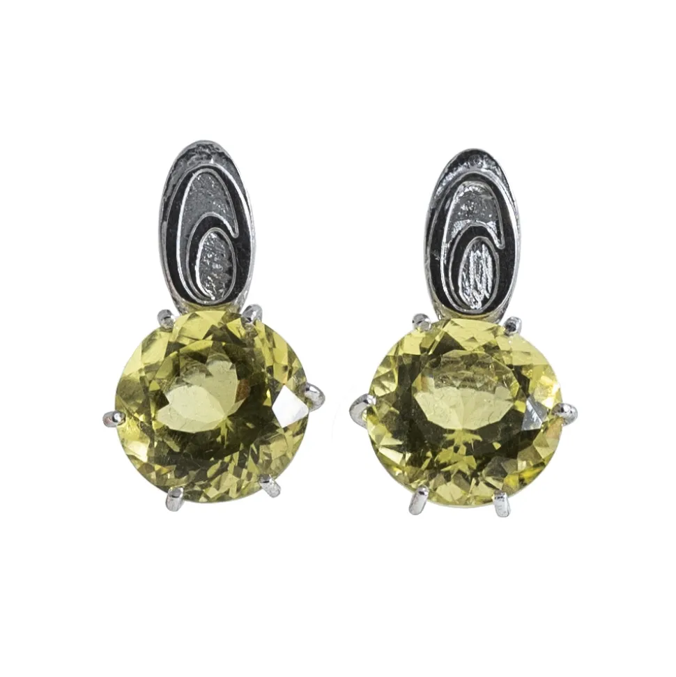 Ab Ove - Earrings in Silver with Lemon Quartz Stone ct 20 - Iris Collection - Handcrafted Earrings - High Quality Luxury - Avvenice