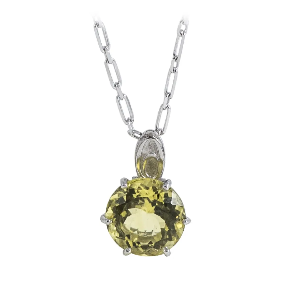 Ab Ove - Pendant in Silver with with Lemon Quartz Stone ct 20 - Iris Collection - Handcrafted Necklace - High Quality Luxury - Avvenice