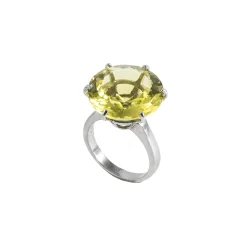Ab Ove - Ring in Silver with Lemon Quartz Stone ct 20 - Iris Collection - Handcrafted Ring - High Quality Luxury - Avvenice