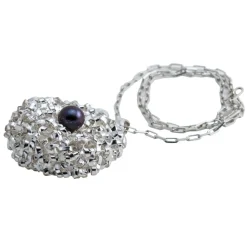 Ab Ove - Twine Round Large Pendant in Silver with River Pearl - Twine Collection - Handcrafted Necklace - High Quality Luxury - Avvenice