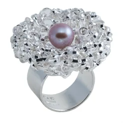 Ab Ove - Twine Round Ring in Silver with Pink River Pearl - Twine Collection - Handcrafted Ring - High Quality Luxury - Avvenice