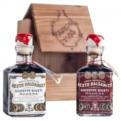 Acetaia Giuseppe Giusti - Modena 1605 - Duetto Rustico - Wooden Gift Collections - Balsamic Vinegar of Modena I.G.P. - Avvenice