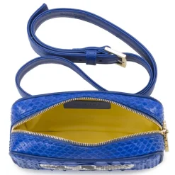 Aleksandra Badura - Camera Belt Bag - Python & Calfskin Belt Bag - Blue China & Stone - Luxury High Quality Leather Bag - Avvenice