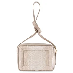 Aleksandra Badura - Camera Bag - Python & Calfskin Mini Bag - Beige - Luxury High Quality Leather Bag - Avvenice