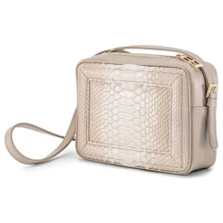Aleksandra Badura - Camera Bag - Python & Calfskin Mini Bag - Beige - Luxury High Quality Leather Bag - Avvenice