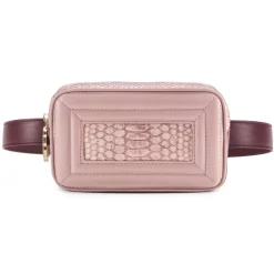 Aleksandra Badura - Camera Belt Bag - Python & Goatskin Belt Bag - Rose - Luxury High Quality Leather Bag - Avvenice