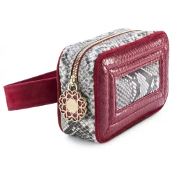 Aleksandra Badura - Camera Belt Bag - Python & Calfskin Belt Bag - Red & Stone - Luxury High Quality Leather Bag - Avvenice