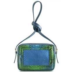 Aleksandra Badura - Camera Bag - Python & Calfskin Mini Bag - Blue, Green & Ocean - Luxury High Quality Leather Bag - Avvenice