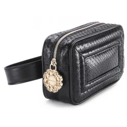 Aleksandra Badura - Camera Belt Bag - Python & Calfskin Belt Bag - Onyx - Luxury High Quality Leather Bag - Avvenice