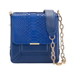 Aleksandra Badura - Candy Bag - Python & Calfskin Shoulder Bag - Blue China - Luxury High Quality Leather Bag - Avvenice