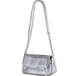 Aleksandra Badura - Candy Bag Mini - Python Shoulder Bag - Silver - Luxury High Quality Leather Bag - Avvenice