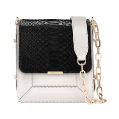 Aleksandra Badura - Candy Bag - Python & Calfskin Shoulder Bag - Black & White - Luxury High Quality Leather Bag - Avvenice