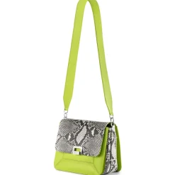 Aleksandra Badura - Candy Bag Large - Python & Calfskin Shoulder Bag - Lime Stone - Luxury High Quality Leather Bag - Avvenice