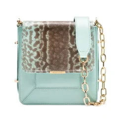Aleksandra Badura - Candy Bag - Python & Calfskin Shoulder Bag - Karung Aquamarine - Luxury High Quality Leather Bag - Avvenice
