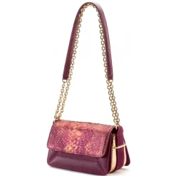 Aleksandra Badura - Candy Bag Mini - Python Shoulder Bag - Richelieu & Gold - Luxury High Quality Leather Bag - Avvenice