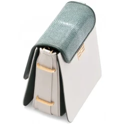 Aleksandra Badura - Candy Bag - Stingray & Calfskin Shoulder Bag - Pine Green and White Ice - Luxury High Quality Leather Bag - Avvenice