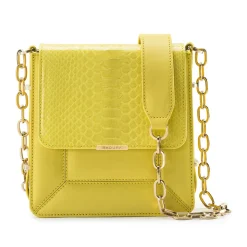 Aleksandra Badura - Candy Bag - Python & Calfskin Shoulder Bag - Yellow - Luxury High Quality Leather Bag - Avvenice