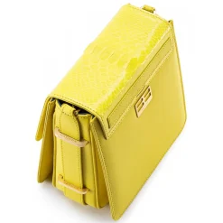 Aleksandra Badura - Candy Bag - Python & Calfskin Shoulder Bag - Yellow - Luxury High Quality Leather Bag - Avvenice