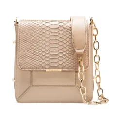 Aleksandra Badura - Candy Bag - Python & Calfskin Shoulder Bag - Sand - Luxury High Quality Leather Bag - Avvenice