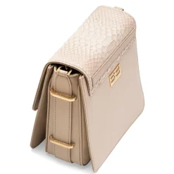 Aleksandra Badura - Candy Bag - Python & Calfskin Shoulder Bag - Sand - Luxury High Quality Leather Bag - Avvenice