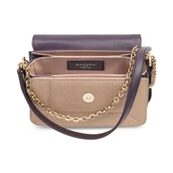 Aleksandra Badura - Candy Bag Mini - Python Shoulder Bag - Taupe & Purple - Luxury High Quality Leather Bag - Avvenice