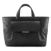 Aleksandra Badura - Cherie Bag - Ostrich & Calfskin Tote Bag - Carbon Black - Luxury High Quality Leather Bag - Avvenice