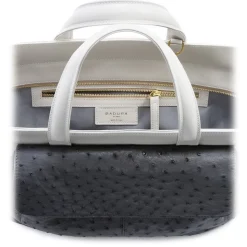 Aleksandra Badura - Cherie Bag - Ostrich & Calfskin Tote Bag - Midnight Blue - Luxury High Quality Leather Bag - Avvenice