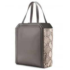 Aleksandra Badura - Clio Bag - Calfskin & Snake Bag - Ash & Roccia - Luxury High Quality Leather Bag - Avvenice