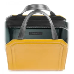 Aleksandra Badura - Clio Mini Bag - Calfskin & Python Shopper Bag - Mustard & Graphite - Luxury High Quality Leather Bag - Avvenice