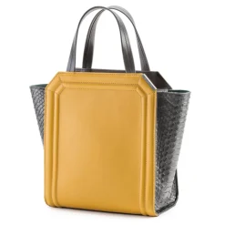 Aleksandra Badura - Clio Mini Bag - Calfskin & Python Shopper Bag - Mustard & Graphite - Luxury High Quality Leather Bag - Avvenice