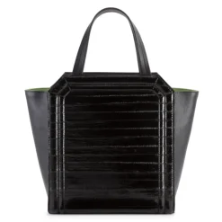 Aleksandra Badura - Clio Mini Bag - Calfskin & Eel Shopper Bag - Onyx - Luxury High Quality Leather Bag - Avvenice