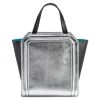 Aleksandra Badura - Clio Mini Bag - Calfskin Shopper Bag - Onyx & Silver - Luxury High Quality Leather Bag - Avvenice