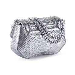 Aleksandra Badura - Etoile Mini Bag - Python Shoulder Bag - Silver - Luxury High Quality Leather Bag - Avvenice