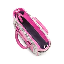 Aleksandra Badura - Ladylike Mini Bag - Python Top-Handle Tote Bag - Candy Pink & Stone - Luxury High Quality Leather Bag - Avvenice