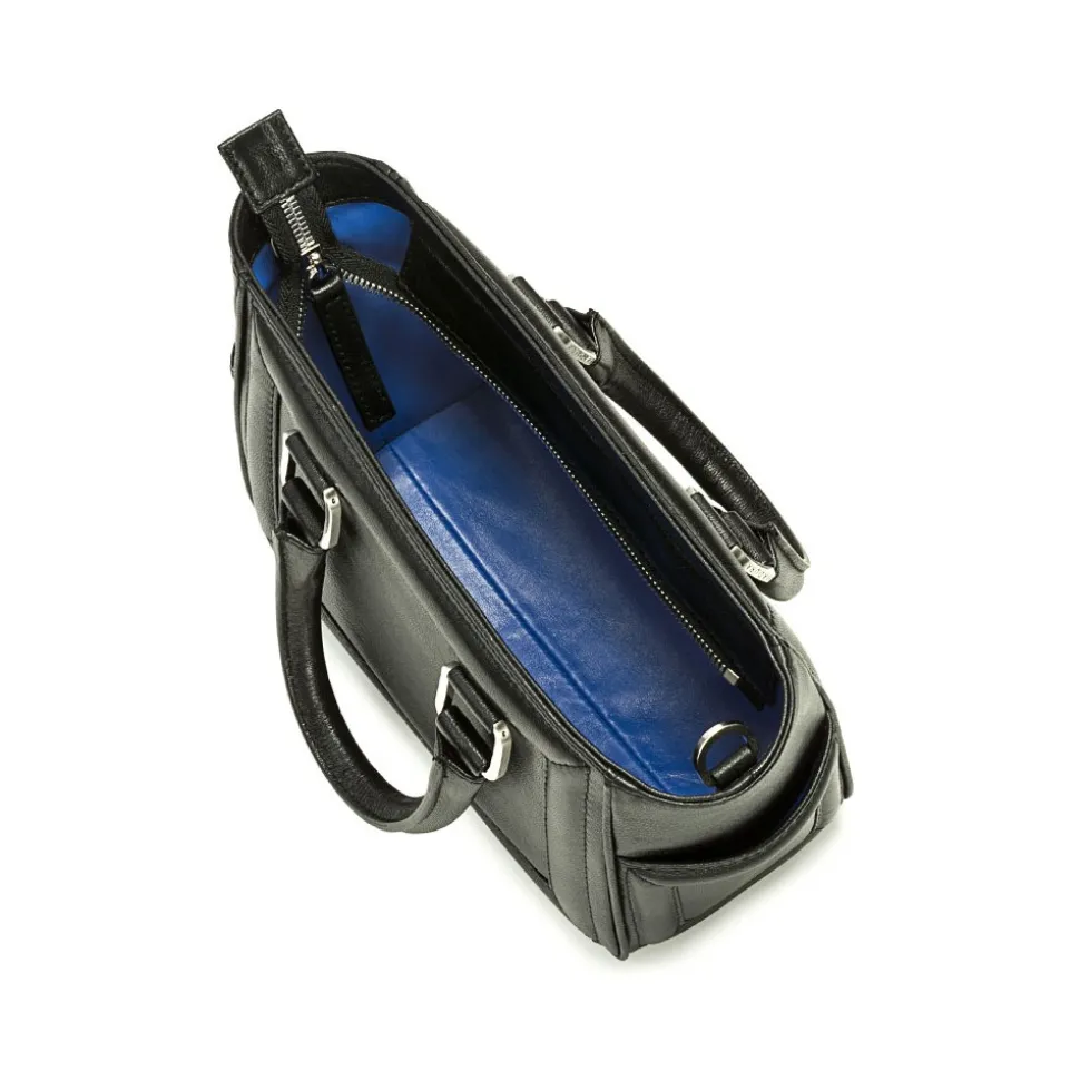 Aleksandra Badura - Ladylike Mini Bag - Goatskin Top-Handle Tote Bag - Carbon Black - Luxury High Quality Leather Bag - Avvenice