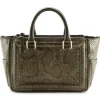 Aleksandra Badura - Ladylike Bag - Calfskin & Python Top-Handle Tote Bag - Dark Olive - Luxury High Quality Leather Bag - Avvenice