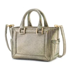 Aleksandra Badura - Ladylike Mini Bag - Calfskin Crackle Top-Handle Tote Bag - Olive - Luxury High Quality Leather Bag - Avvenice