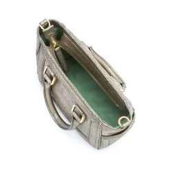 Aleksandra Badura - Ladylike Mini Bag - Calfskin Crackle Top-Handle Tote Bag - Olive - Luxury High Quality Leather Bag - Avvenice