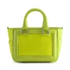 Aleksandra Badura - Ladylike Mini Bag - Calfskin & Python Top-Handle Tote Bag - Lime - Luxury High Quality Leather Bag - Avvenice